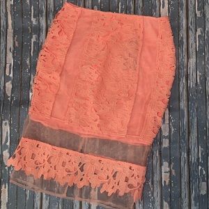 Adorable pink lace pencil skirt!